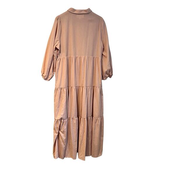 NWOT Tuckernuck Pomander Place Dress L Sandstone Mabel Tiered Maxi Dress Pockets - Picture 3 of 7